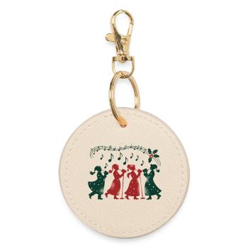 Traditionelle Weihnachtsfrauen Illustration - Runder Schlüsselanhänger - Auster - Vorne