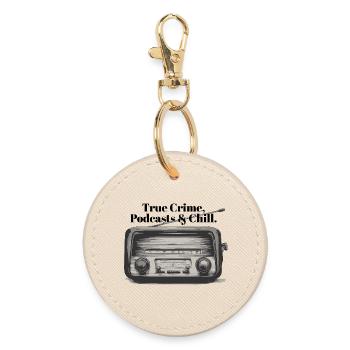 Murder Podcasts & Chill | Retro Radio Crime Design - Runder Schlüsselanhänger - Auster - Vorne