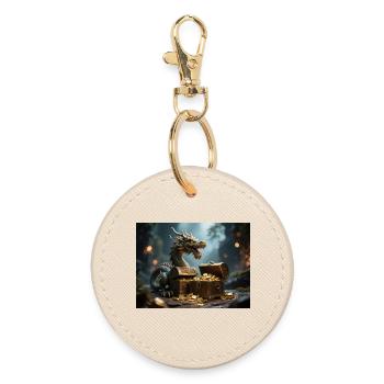 Dragon Treasure in the Fire Dragon - Round Keyring - oyster - Front