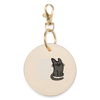Cat Behind Every Strong Woman Annoyed Grumpy - Round Keyring - oyster - Front