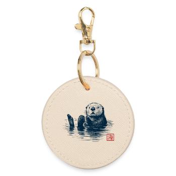 Seeotter mit Kanji Stempel - Runder Schlüsselanhänger - Auster - Vorne