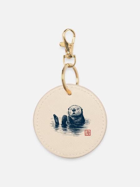 Seeotter mit Kanji Stempel - Runder Schlüsselanhänger - Auster