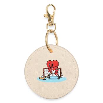 Hockey Heart Mascot in Action - Round Keyring - oyster - Front
