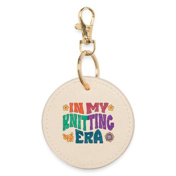 In my knitting era - Round Keyring - oyster - Front
