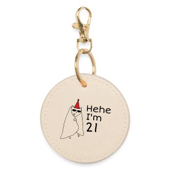 21 Year Anniversary - 21st Anniversary Gift - Round Keyring - oyster - Front