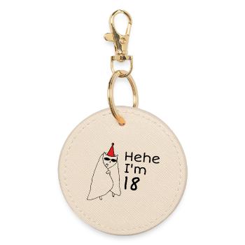 18 Year Anniversary - 18th Anniversary Gift - Round Keyring - oyster - Front