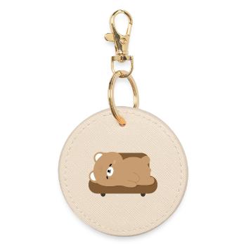 Tired Polar Bear on Sofa - Round Keyring - oyster - Front