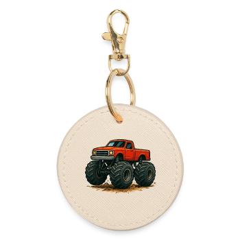 Red Monster Truck Offroad - Round Keyring - oyster - Front