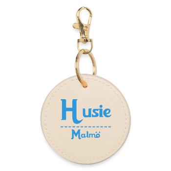 Husie – Malmö Sky Blue Design - Round Keyring - oyster - Front