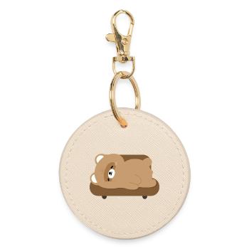 Tired Beaver on Couch - Round Keyring - oyster - Front
