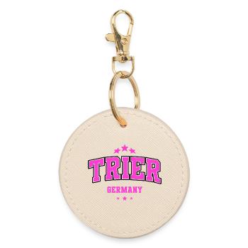 Trier Germany Pink Heimat College Design - Runder Schlüsselanhänger - Auster - Vorne