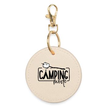Campingmodus – Marshmallow - Runder Schlüsselanhänger - Auster - Vorne