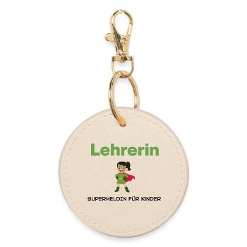 Teacher – Superhero for Children - Round Keyring - oyster - Front