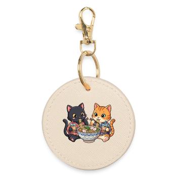 Cats Ramen Bubble Tea - Round Keyring - oyster - Front