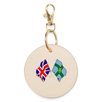 Derbyshire & Great Britain - Round Keyring - oyster - Front