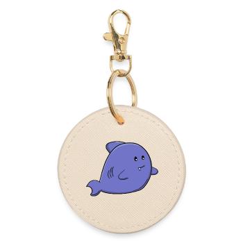 Cute Blue Shark Adorable Kawaii Ocean Animal - Round Keyring - oyster - Front