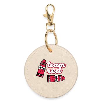 Red Team Cheerful Pencils - Round Keyring - oyster - Front