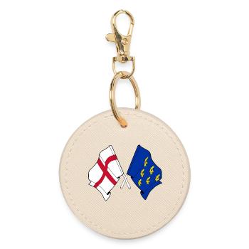Gekreuzte Flaggen West Sussex & England - Runder Schlüsselanhänger - Auster - Vorne