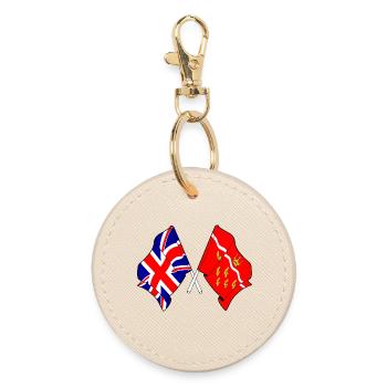East Sussex & Great Britain Cross - Round Keyring - oyster - Front