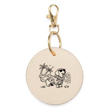 Hawaii vacation dachshund vacation mode with dog - Round Keyring - oyster - Front