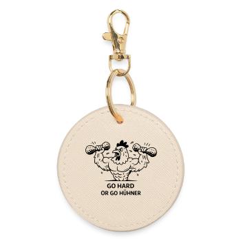 Pumps Fitness Go Hard or go Chickens - Round Keyring - oyster - Front