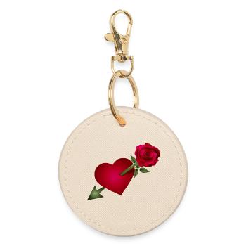 Rose rouge rencontre le cœur avec illustration de flèche - Porte-clés rond - huître - Devant
