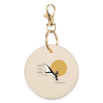 Wingfoiler in front of sun - Round Keyring - oyster - Front