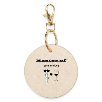 Master of Wine drinking - Round Keyring - oyster - Front