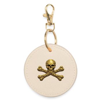 Goldenes Totenkopf Kreuz - Runder Schlüsselanhänger - Auster - Vorne