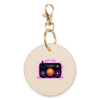 Retro Radio Retrowave - Round Keyring - oyster - Front