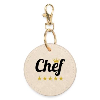 Chef Suprême : Couronne et 5 Étoiles Or - Porte-clés rond - huître - Devant