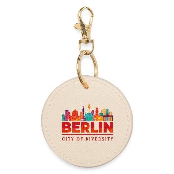 Berlin Skyline – City of Diversity Design - Runder Schlüsselanhänger - Auster - Vorne