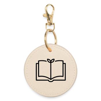 Book Nature Sheet Outline - Round Keyring - oyster - Front