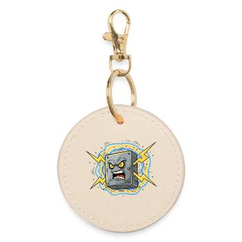 Angry Socket Lightning - Round Keyring - oyster - Front