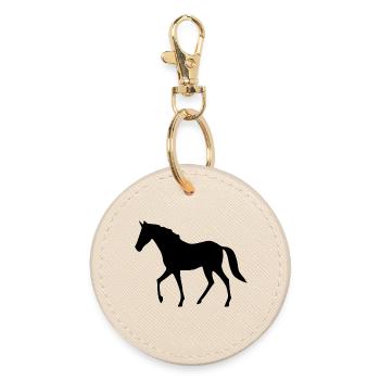 Horse Silhouettes Black Gift Rider - Round Keyring - oyster - Front