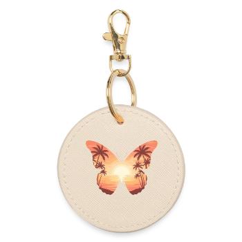 Papillon coucher de soleil sur la plage - Porte-clés rond - huître - Devant