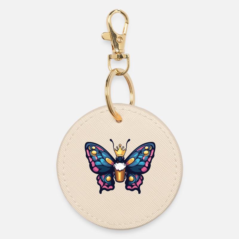 Butterfly Beer King - Round Keyring - oyster