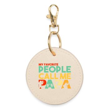 Paintball Papa Retro Hobbyist Silhouette Art - Round Keyring - oyster - Front