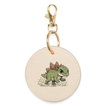 Cheerful Stegosaurus - Round Keyring - oyster - Front