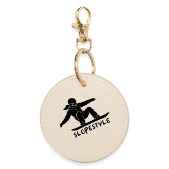 Slopestyle Snowboard Action Gift - Round Keyring - oyster - Front