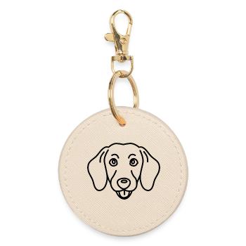 Kopf_Dackel - Round Keyring - oyster - Front