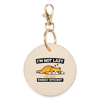 Energy Efficient Cat Nap - Round Keyring - oyster - Front