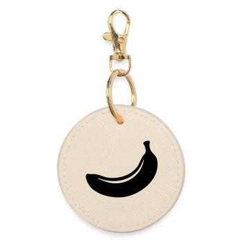 Banana Silhouette – Tropical Fruit Design - Round Keyring - oyster - Front