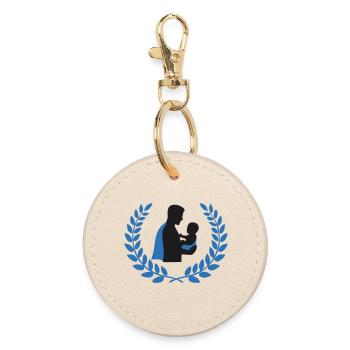Proud Father Baby Wreath Logo - Round Keyring - oyster - Front