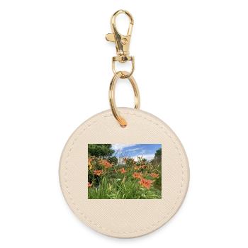 Lilies - Round Keyring - oyster - Front