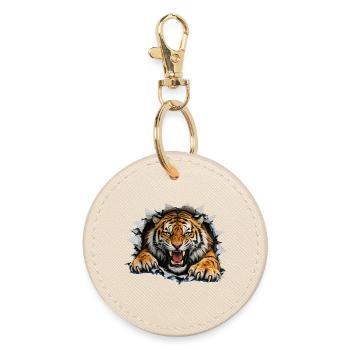 Tiger Breakthrough on clothing - Round Keyring - oyster - Front
