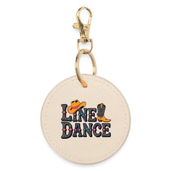 Line Dance Western Pattern - Round Keyring - oyster - Front
