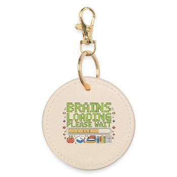 High School Teacher Brains Loading Please Teaching - Round Keyring - oyster - Front