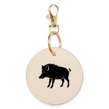 Wildschwein - Runder Schlüsselanhänger - Auster - Vorne