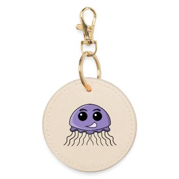 Dessin animé méduse lilas - Porte-clés rond - huître - Devant